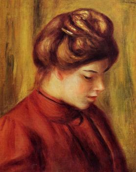 皮埃爾 奧古斯特 雷諾阿 Profile of a Woman in a Red Blouse